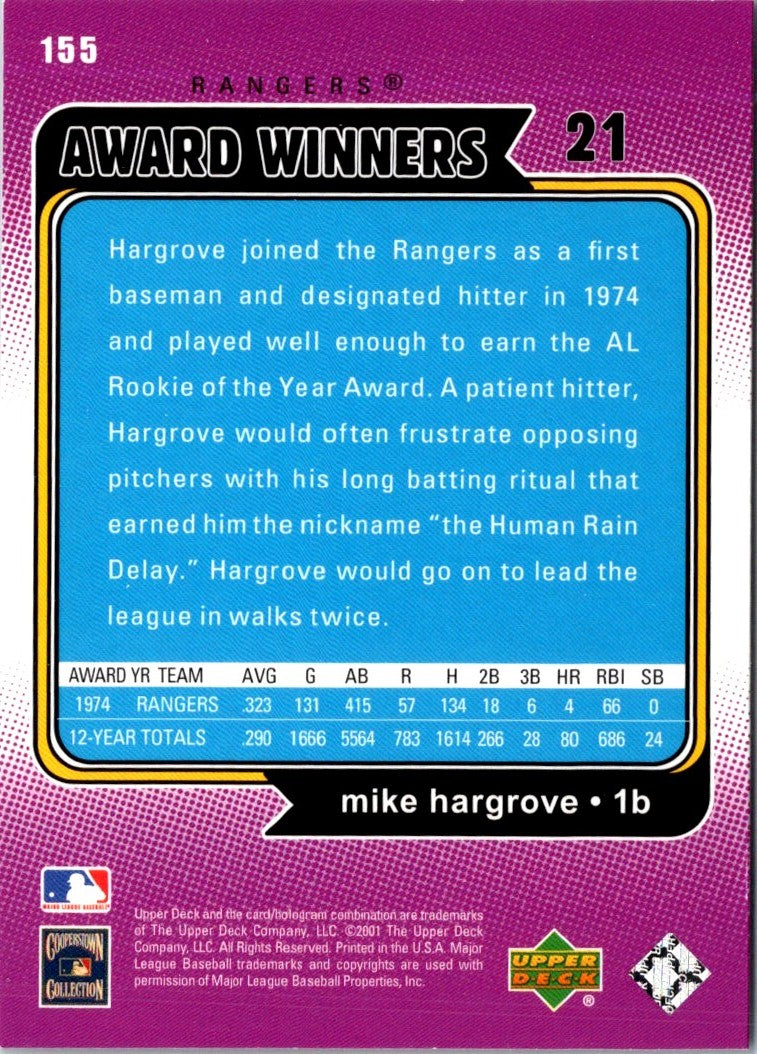 2001 Upper Deck Decade 1970's Mike Hargrove