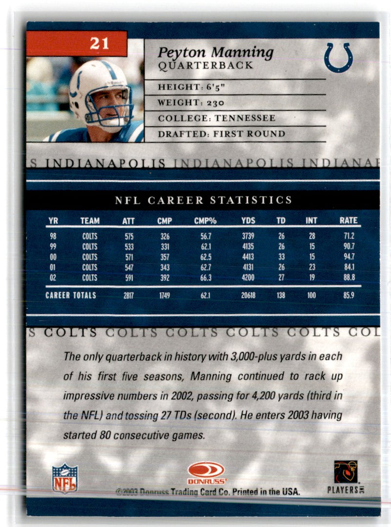 2003 Donruss Elite Peyton Manning