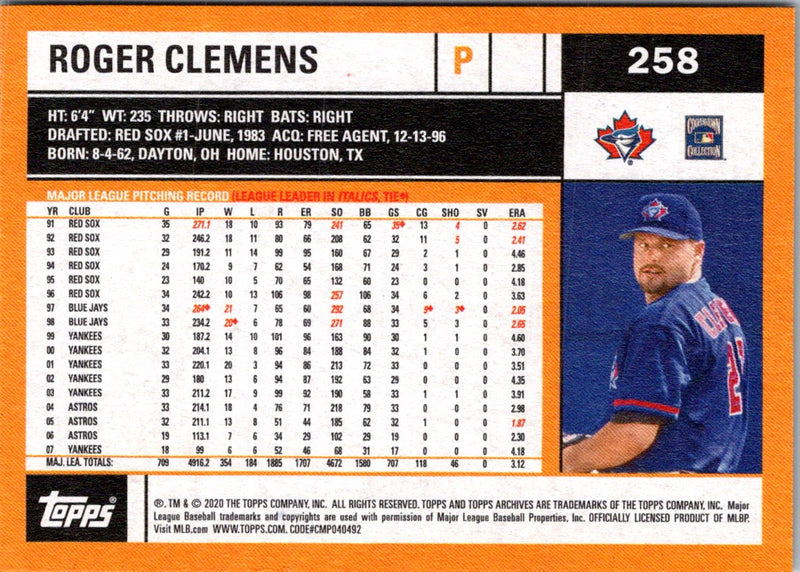 2020 Topps Archives Roger Clemens