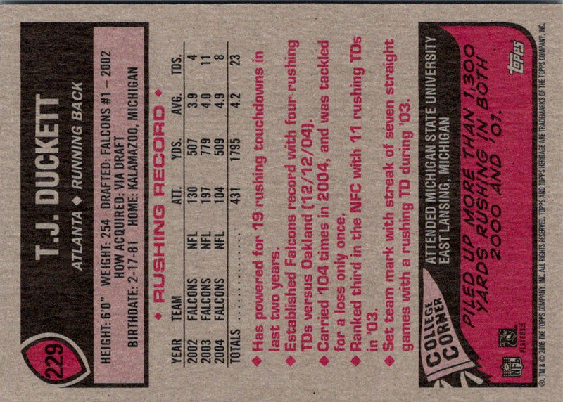 2005 Topps Heritage T.J. Duckett