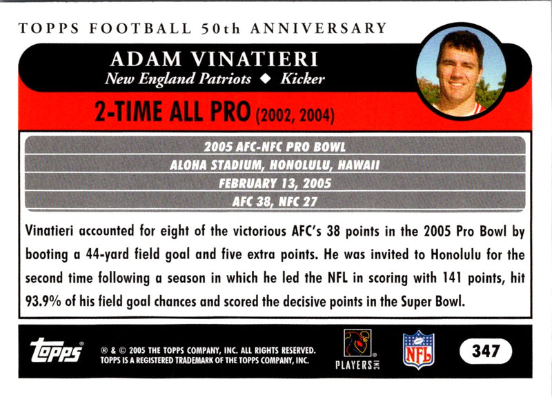 2005 Topps Adam Vinatieri