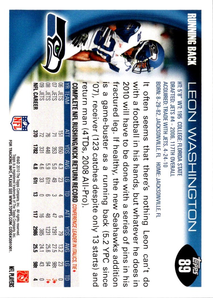 2010 Topps Leon Washington