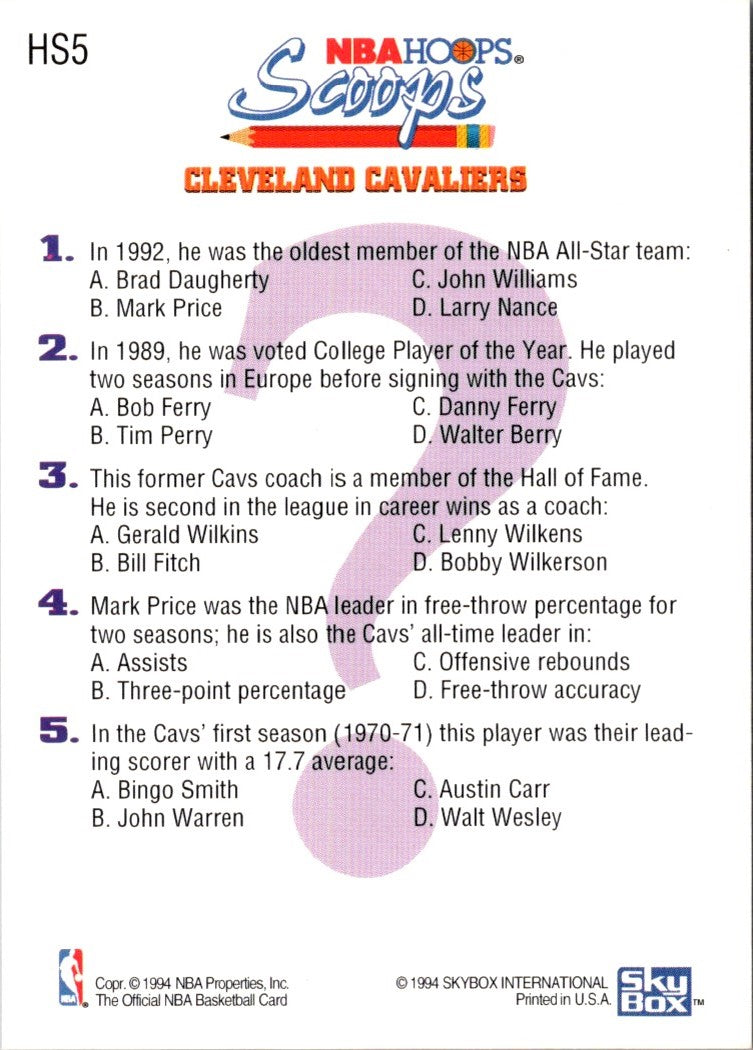 1994 Hoops Cleveland Cavaliers