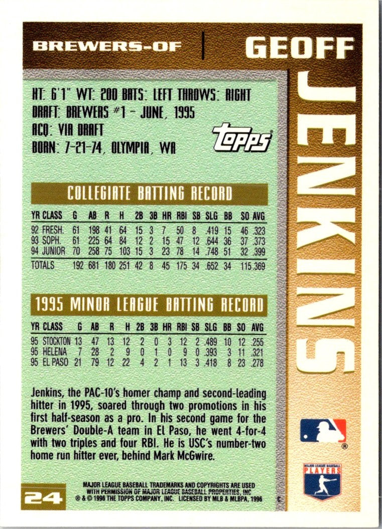 1996 Topps Geoff Jenkins