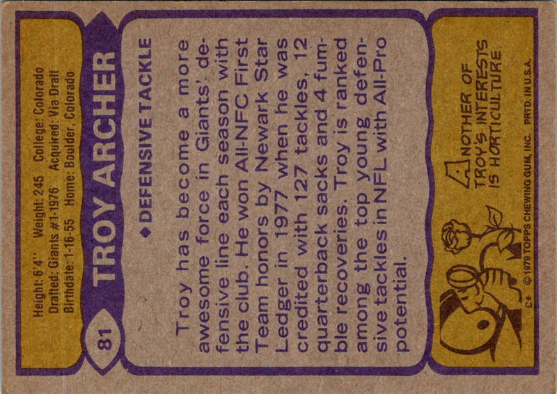 1979 Topps Troy Archer