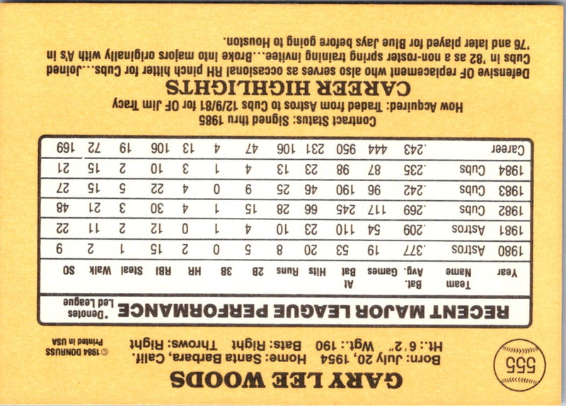 1985 Donruss Gary Woods