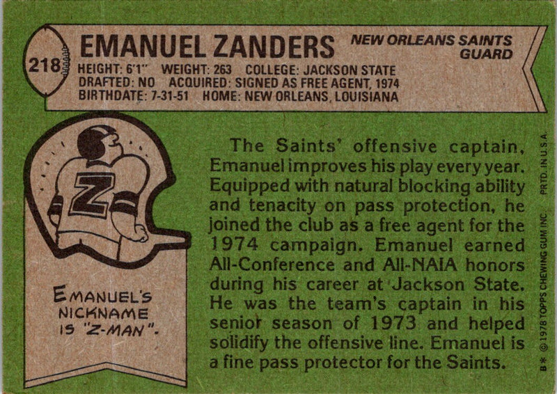1978 Topps Emanuel Zanders