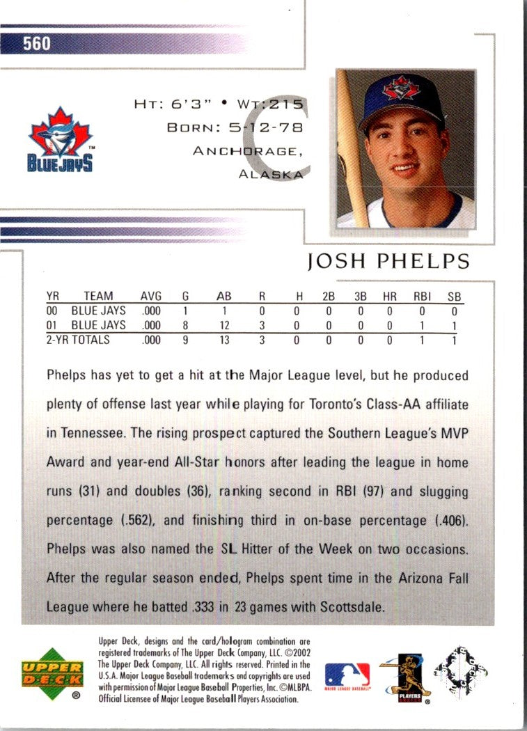 2002 Upper Deck Josh Phelps