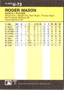 1986 Fleer Update Roger Mason
