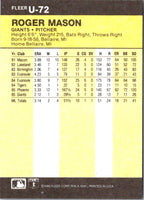 1986 Fleer Update Roger Mason #U-72
