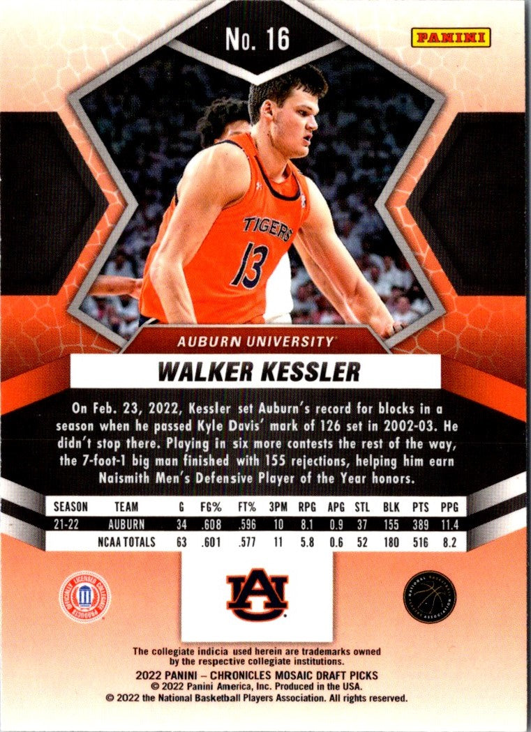 2022 Panini Chronicles Draft Picks Mosaic Walker Kessler