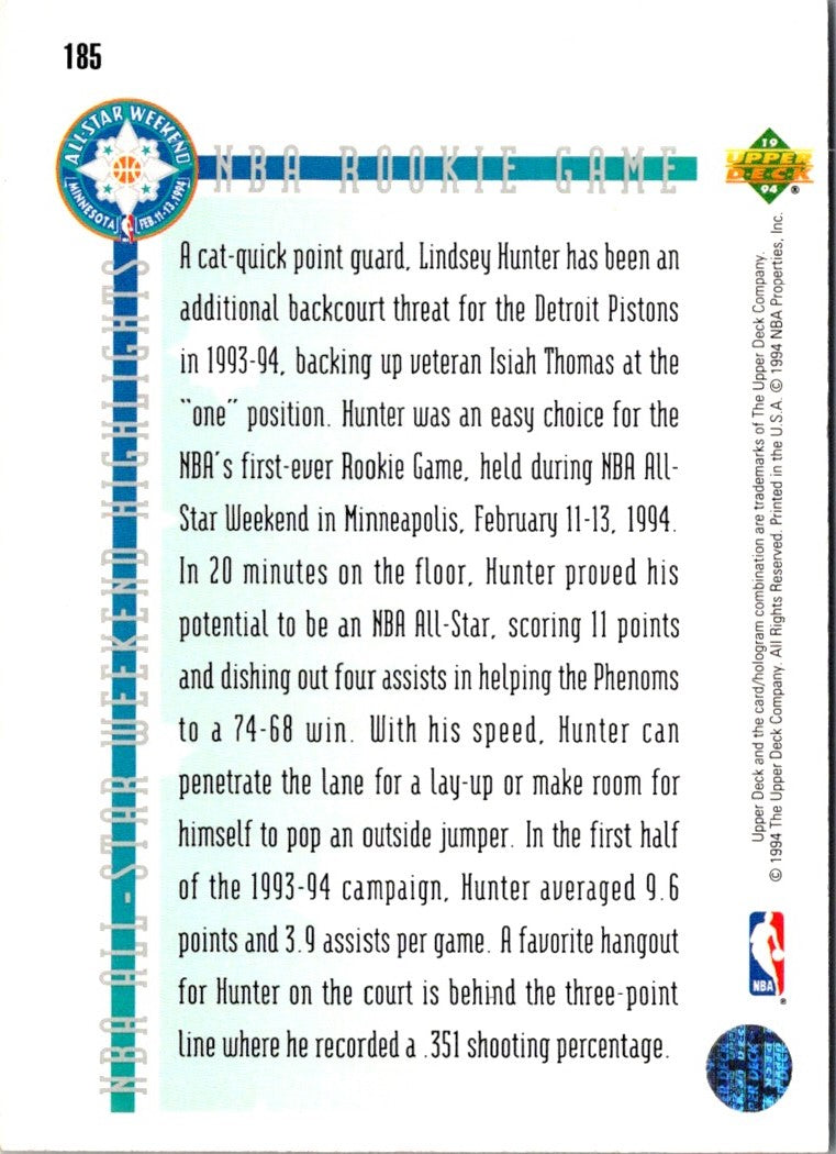 1993 Upper Deck Special Edition Lindsey Hunter