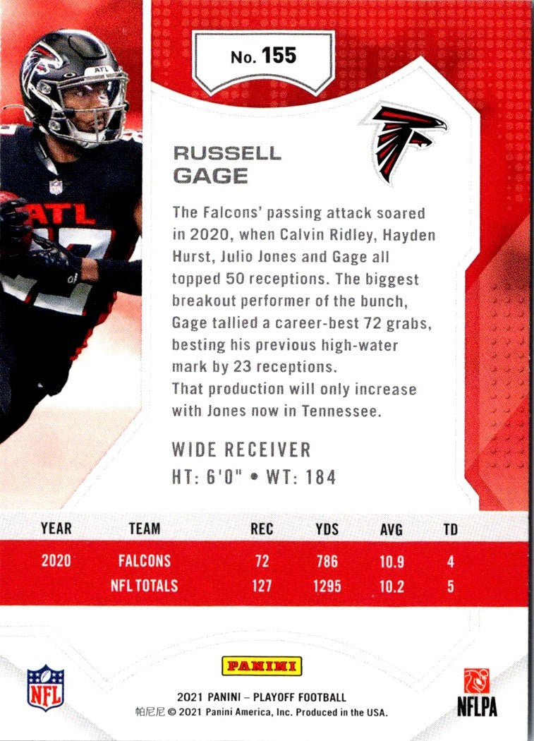 2021 Panini Playoff Red Zone Russell Gage