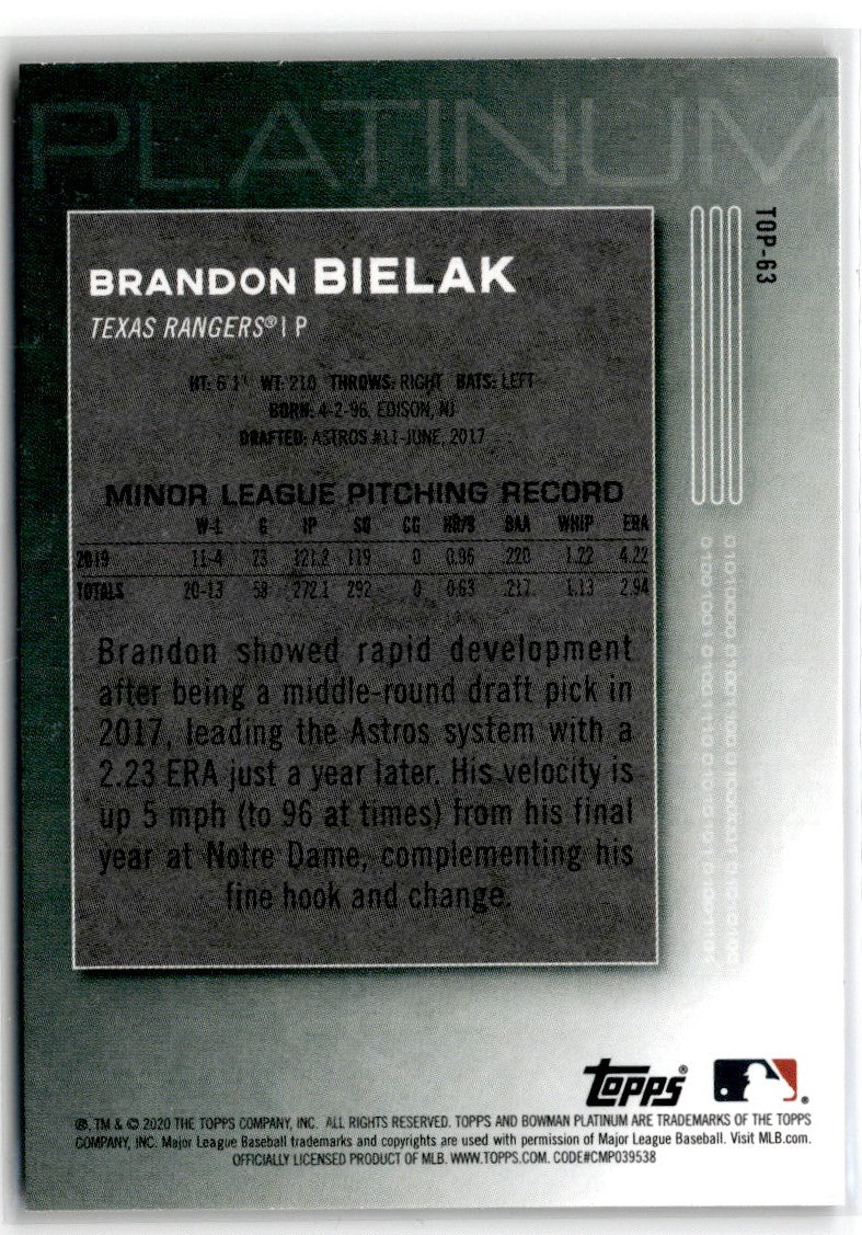 2020 Bowman Platinum Top Prospects Brandon Bielak