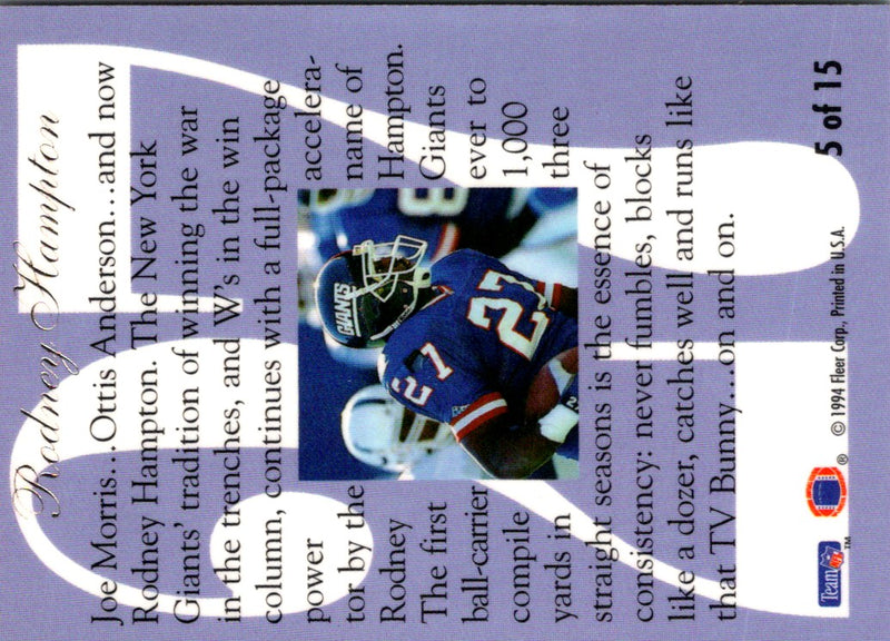 1994 Ultra Flair Hot Numbers Rodney Hampton