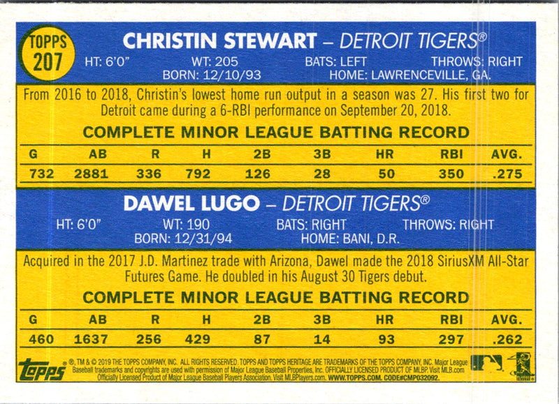 2019 Topps Heritage Dawel Lugo/Christin Stewart