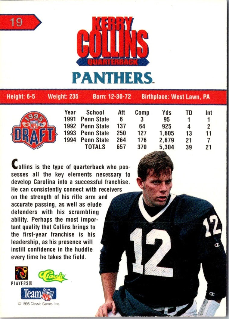 1995 Classic NFL Rookies Draft Review Kerry Collins