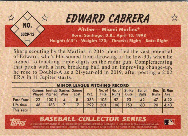 2019 Topps Edward Cabrera