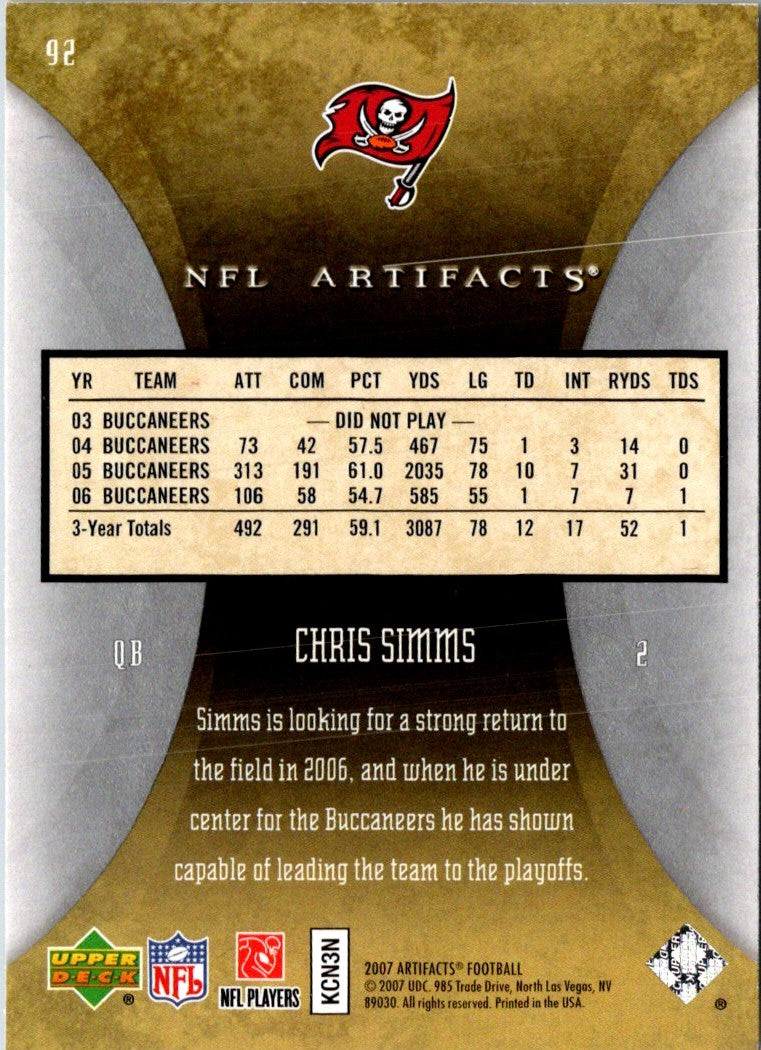 2007 Upper Deck Artifacts Chris Simms