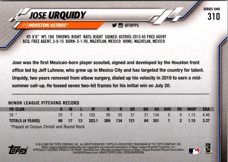 2020 Topps Jose Urquidy