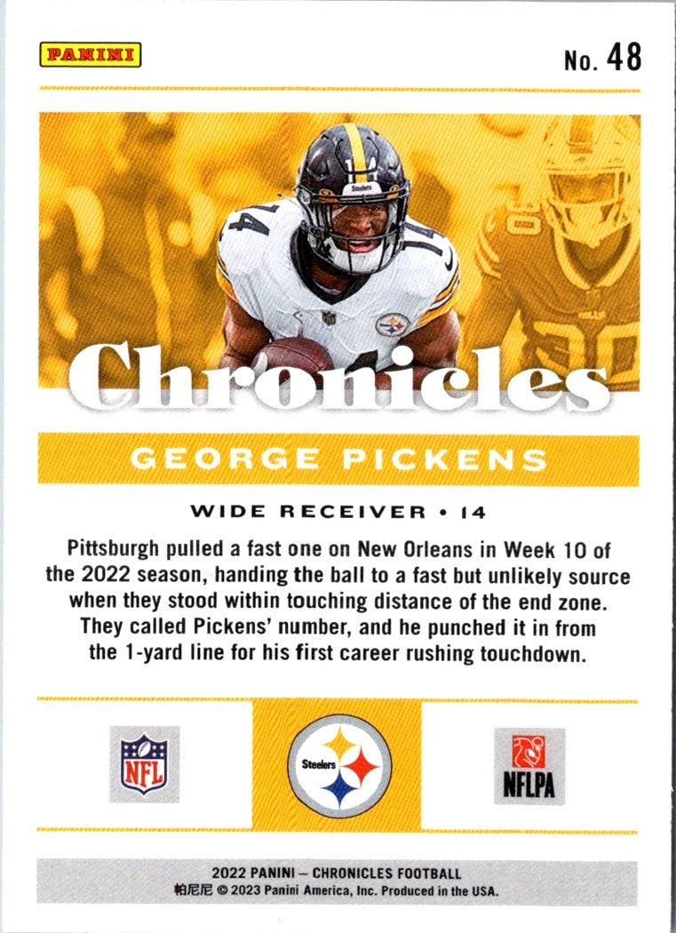 2022 Panini Chronicles Orange George Pickens