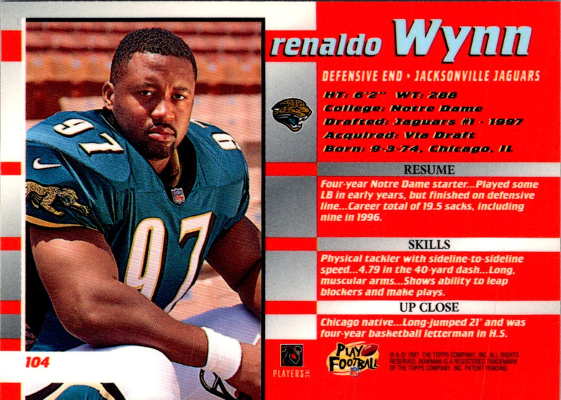 1997 Bowman's Best Renaldo Wynn