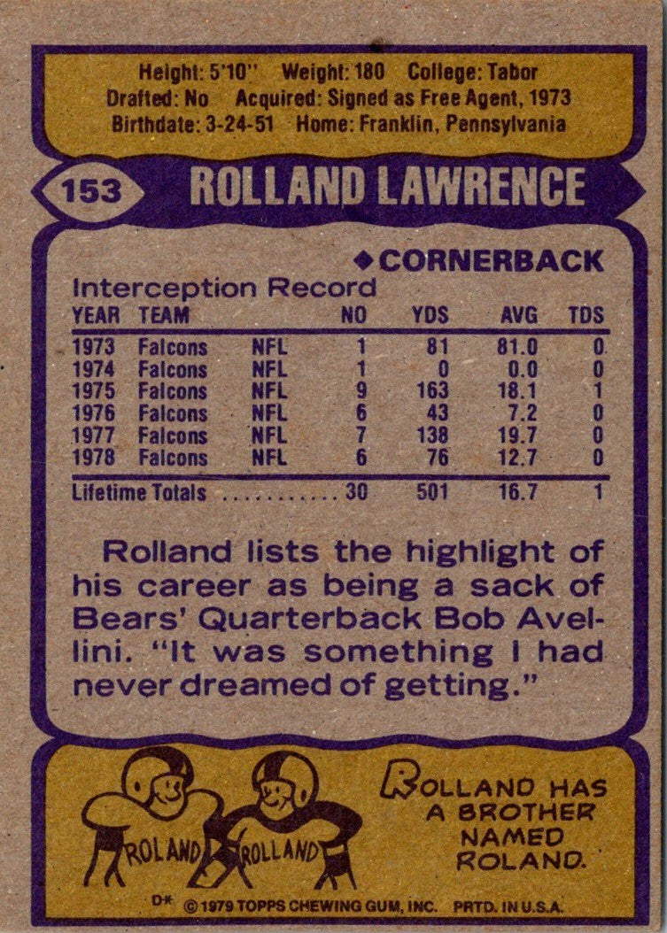 1979 Topps Rolland Lawrence