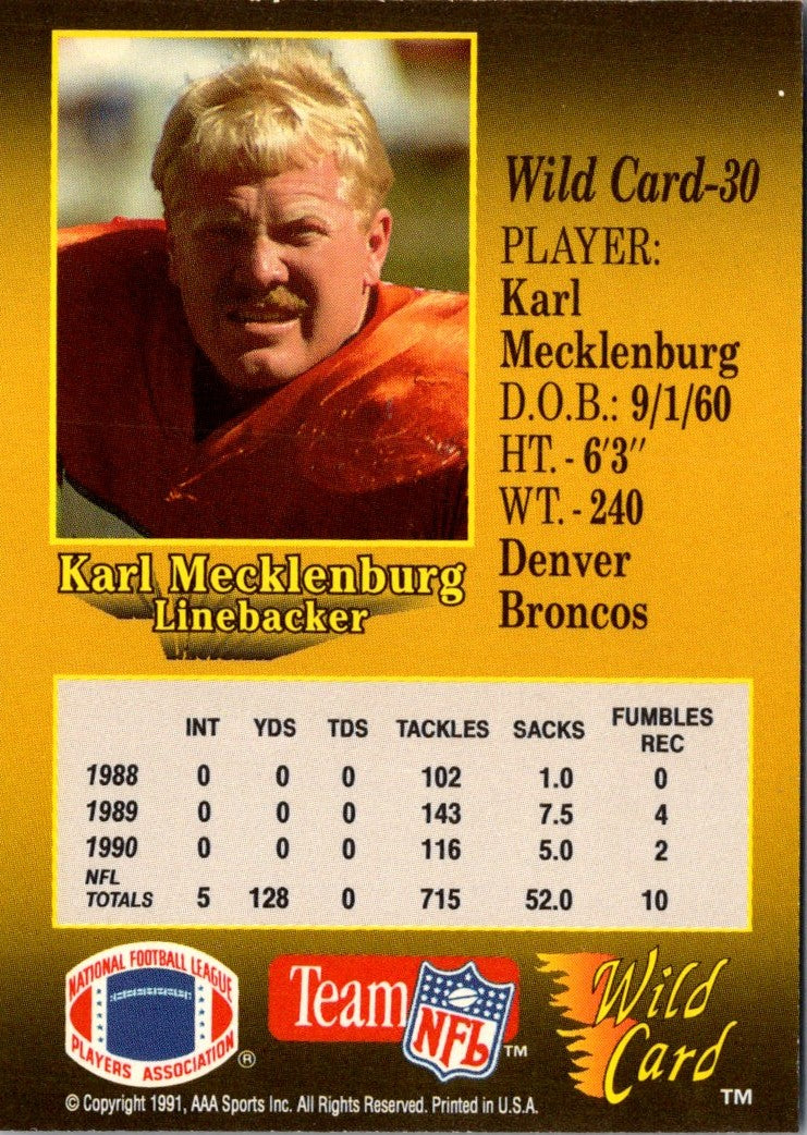 1991 Wild Card Karl Mecklenburg