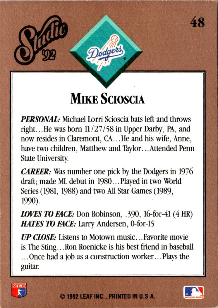 1992 Studio Mike Scioscia