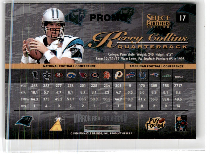 1995 Pinnacle Showcase Kerry Collins