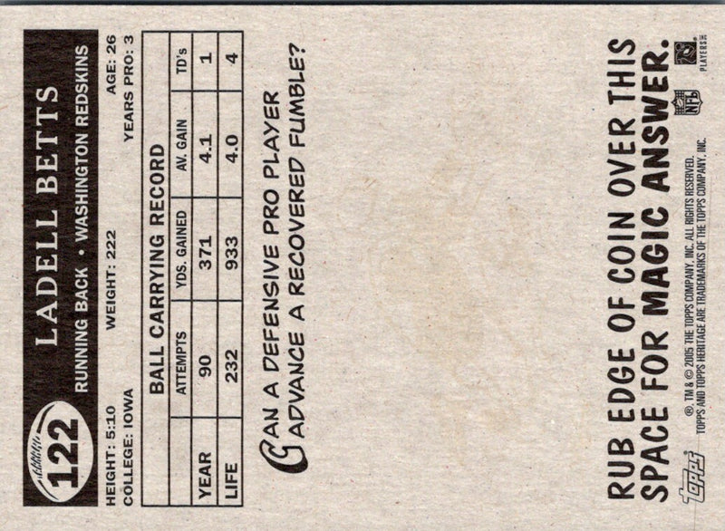 2005 Topps Heritage Ladell Betts