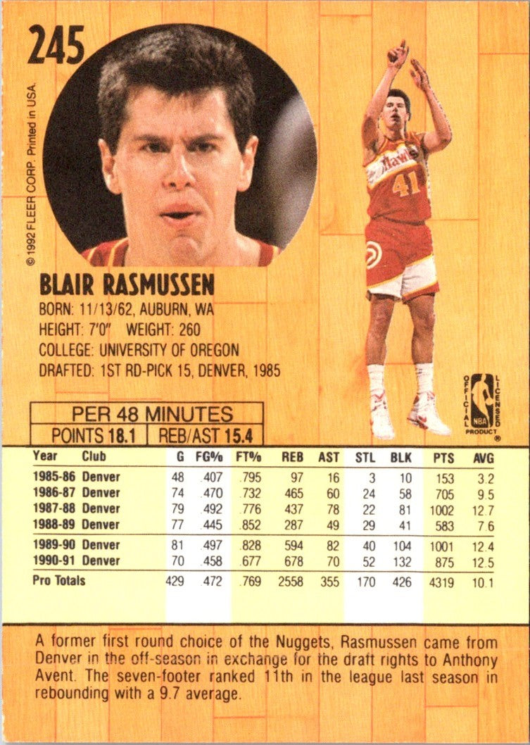1991 Fleer Blair Rasmussen