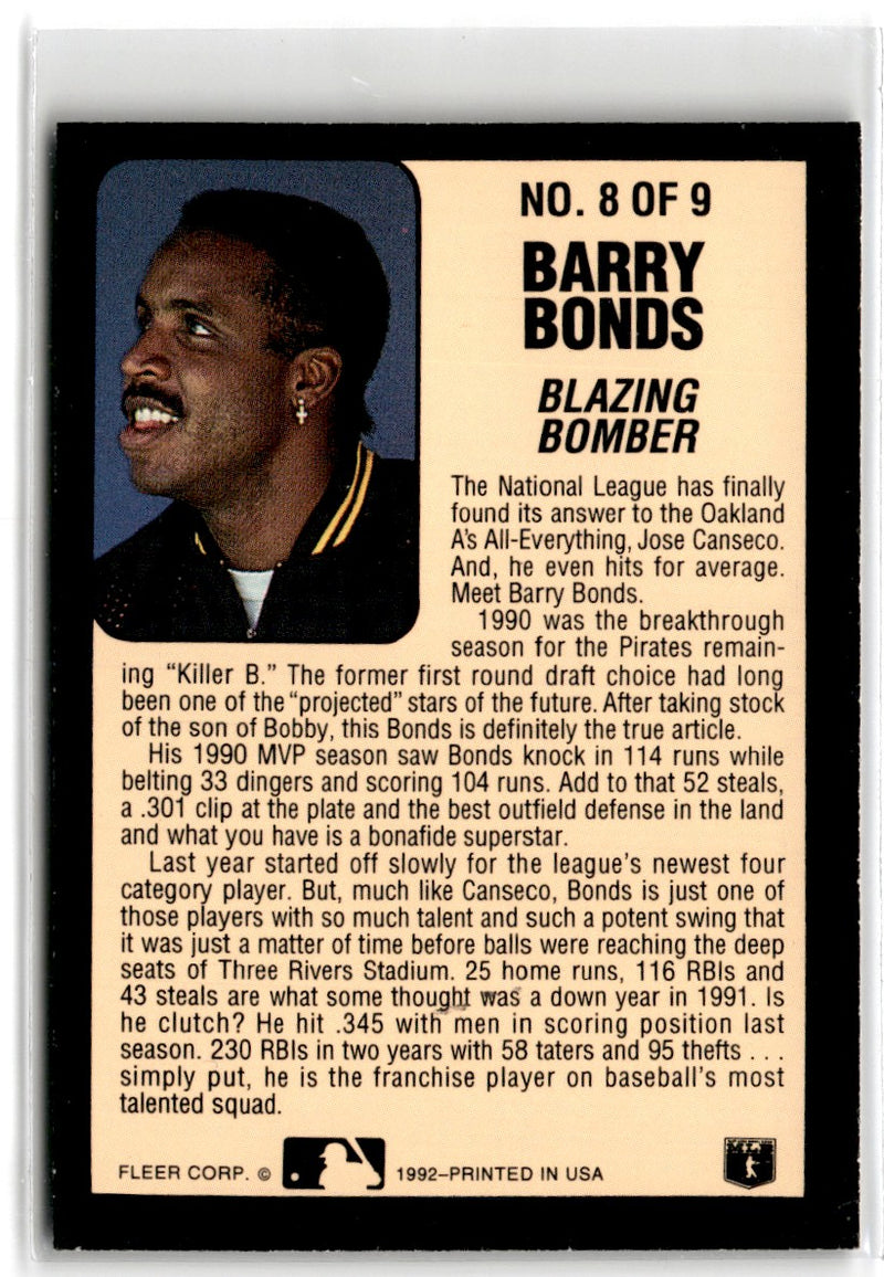 1992 Cartwright's Players' Choice MVP Barry Bonds