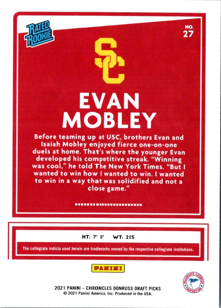 2021 Panini Chronicles Draft Picks Evan Mobley