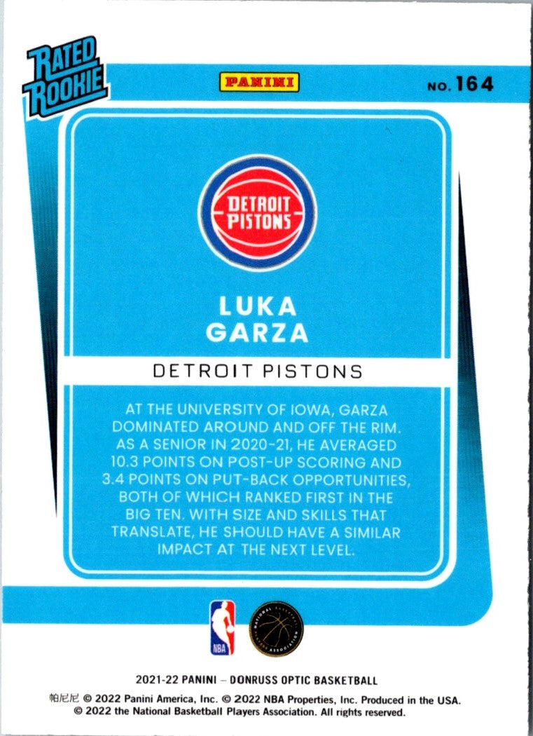 2021 Donruss Optic Blue Luka Garza