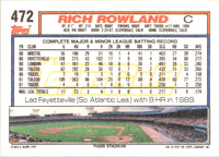 1992 Topps Rich Rowland #472 Rookie