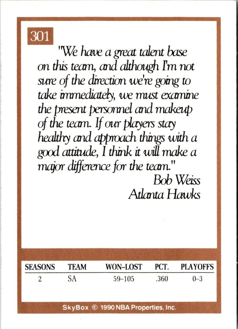 1990 SkyBox Bob Weiss