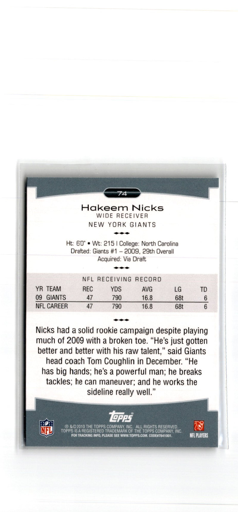 2010 Topps Platinum Hakeem Nicks