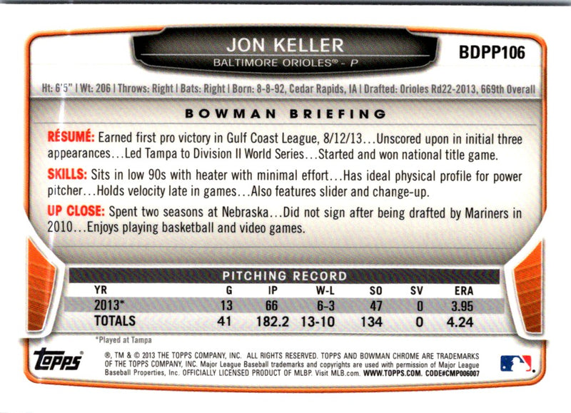 2013 Bowman Chrome Jon Keller