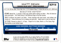 2012 Bowman Chrome Prospects Matt Dean #BCP118