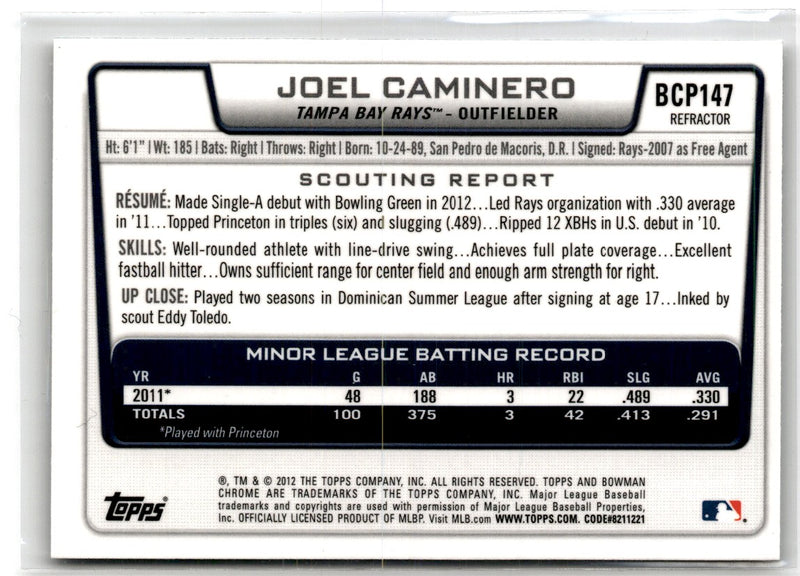 2012 Bowman Chrome Prospects Joel Caminero