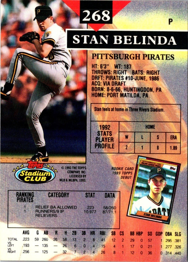 1993 Stadium Club Stan Belinda