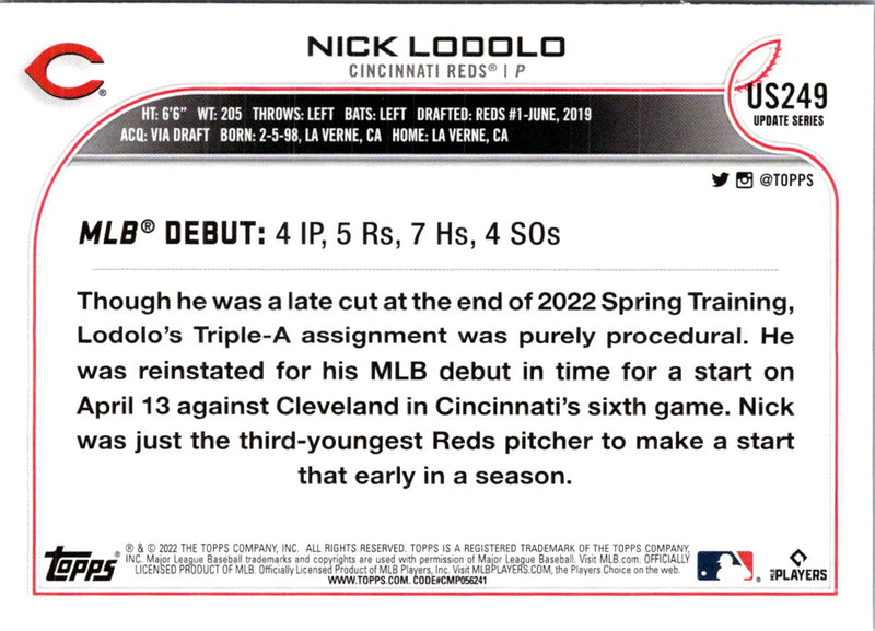 2022 Topps Update Nick Lodolo