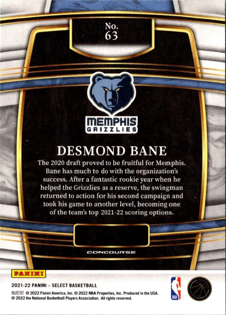 2022 Panini Select Blue Desmond Bane