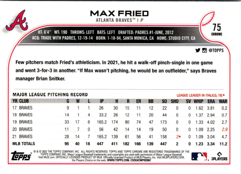 2022 Topps Chrome Max Fried