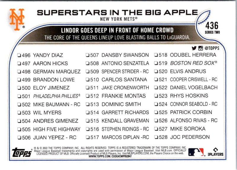 2022 Topps Superstars in the Big Apple