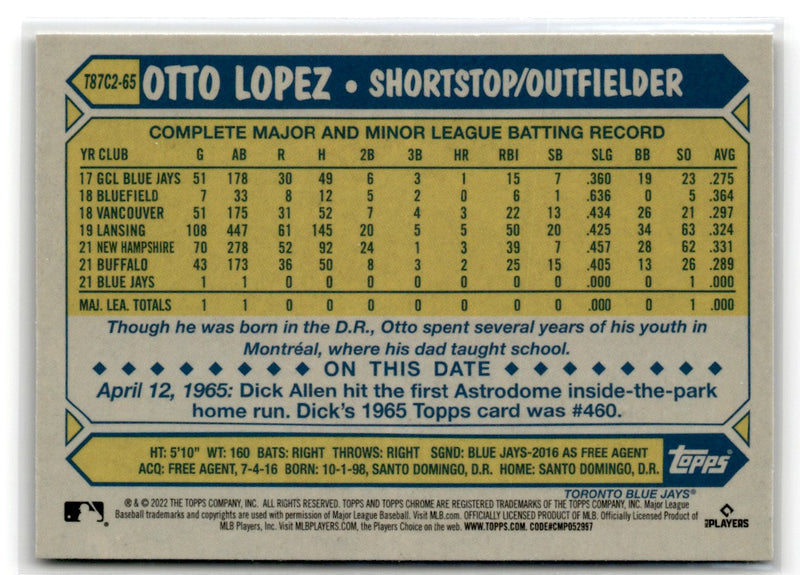 2022 Topps Chrome Otto Lopez