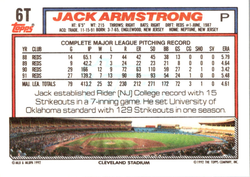 1992 Topps Traded Jack Armstrong