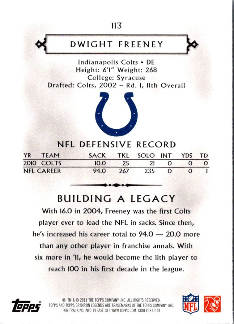2011 Topps Gridiron Legends Dwight Freeney