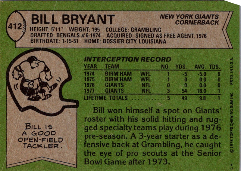 1978 Topps Bill Bryant